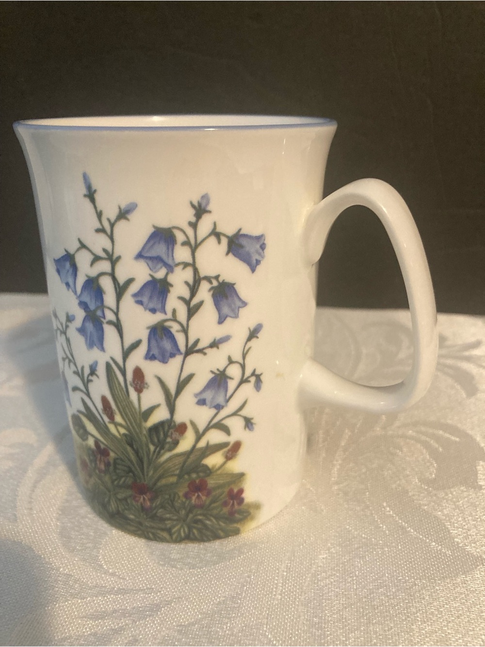 Rose of England Porcelain Mug with Blue Floral Bellflower Design 🇬🇧